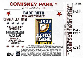 2017 Topps - MLB All-Star Game Commemorative Logo Patch Black #ASL-BRU Babe Ruth Back