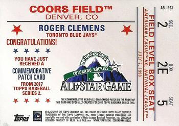 2017 Topps - MLB All-Star Game Commemorative Logo Patch Black #ASL-RCL Roger Clemens Back