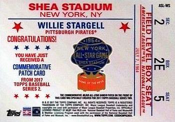 2017 Topps - MLB All-Star Game Commemorative Logo Patch Black #ASL-WS Willie Stargell Back