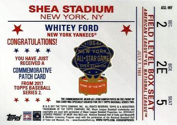 2017 Topps - MLB All-Star Game Commemorative Logo Patch Platinum #ASL-WF Whitey Ford Back