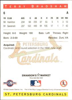 1993 Classic Best St. Petersburg Cardinals #6 Terry Bradshaw Back