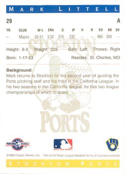 1993 Classic Best Stockton Ports #29 Mark Littell Back