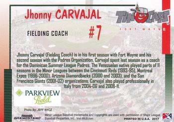 2017 Grandstand Fort Wayne TinCaps #NNO Jhonny Carvajal Back