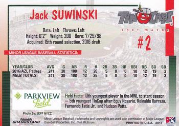 2017 Grandstand Fort Wayne TinCaps #NNO Jack Suwinski Back