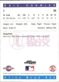 1993 Classic Best Utica Blue Sox #7 Eric Cormier Back