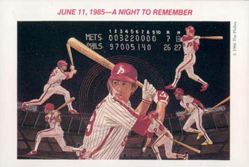 1986 Tastykake Philadelphia Phillies #NNO June 11, 1985 A Night To Remember Front