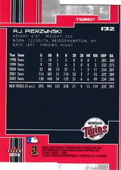 2003 Ultra - Gold Medallion #132 A.J. Pierzynski Back