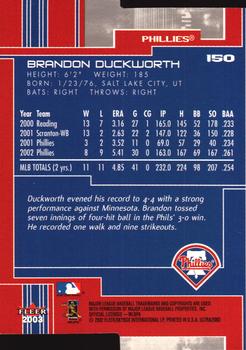 2003 Ultra - Gold Medallion #150 Brandon Duckworth Back