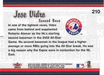 2003 Ultra - Gold Medallion #210 Jose Vidro Back