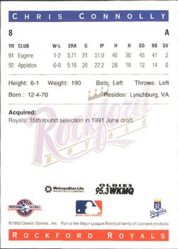 1993 Classic Best Rockford Royals #8 Chris Connolly Back