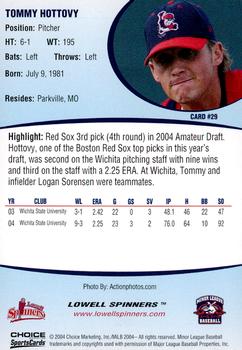 2004 Choice Lowell Spinners #29 Tommy Hottovy Back