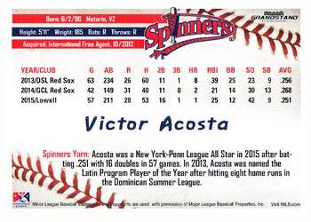 2016 Grandstand Lowell Spinners #NNO Victor Acosta Back