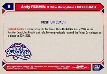 2017 Grandstand New Hampshire Fisher Cats #NNO Andy Fermin Back