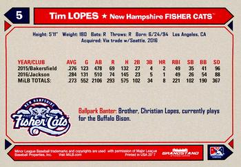 2017 Grandstand New Hampshire Fisher Cats #NNO Tim Lopes Back