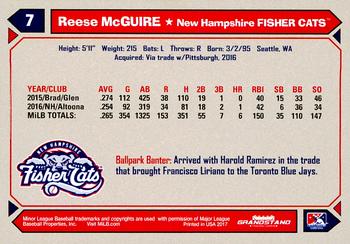 2017 Grandstand New Hampshire Fisher Cats #NNO Reese McGuire Back