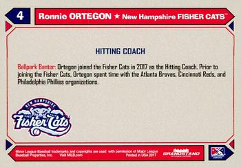 2017 Grandstand New Hampshire Fisher Cats #NNO Ronnie Ortegon Back