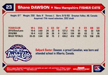 2017 Grandstand New Hampshire Fisher Cats #NNO Shane Dawson Back