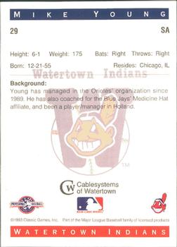 1993 Classic Best Watertown Indians #29 Mike Young Back