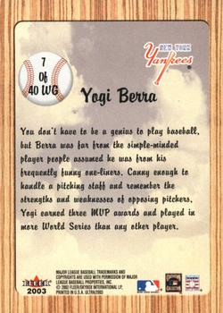 2003 Ultra - When It Was A Game #7WG Yogi Berra Back