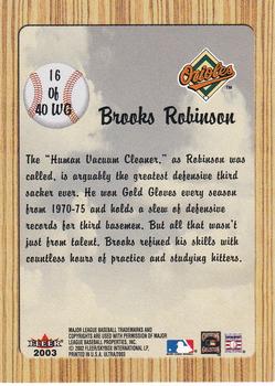 2003 Ultra - When It Was A Game #16WG Brooks Robinson Back