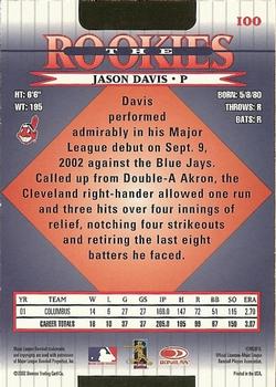 2002 Donruss The Rookies #100 Jason Davis Back