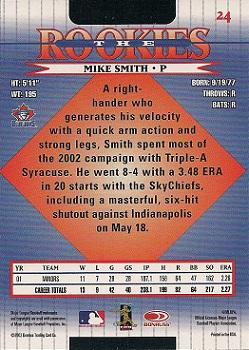 2002 Donruss The Rookies #24 Mike Smith Back