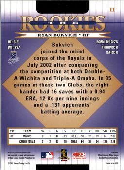 2002 Donruss The Rookies #11 Ryan Bukvich Back