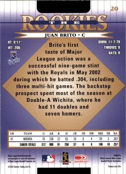 2002 Donruss The Rookies #20 Juan Brito Back