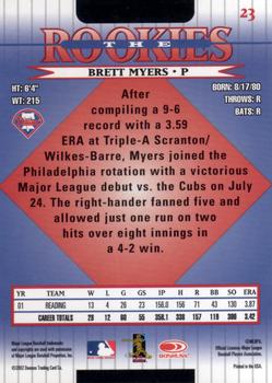 2002 Donruss The Rookies #23 Brett Myers Back