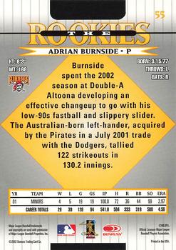 2002 Donruss The Rookies #55 Adrian Burnside Back