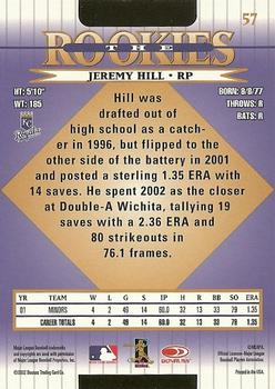 2002 Donruss The Rookies #57 Jeremy Hill Back