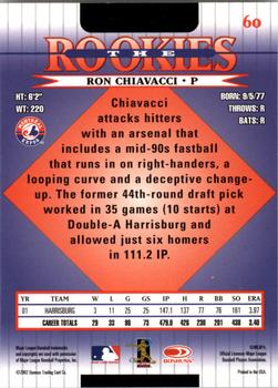 2002 Donruss The Rookies #60 Ron Chiavacci Back