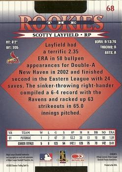 2002 Donruss The Rookies #68 Scotty Layfield Back