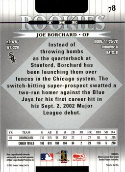 2002 Donruss The Rookies #78 Joe Borchard Back