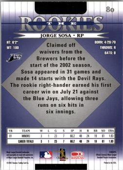 2002 Donruss The Rookies #80 Jorge Sosa Back