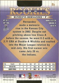 2002 Donruss The Rookies #81 Runelvys Hernandez Back