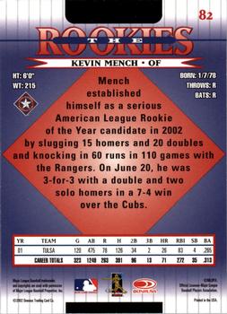 2002 Donruss The Rookies #82 Kevin Mench Back