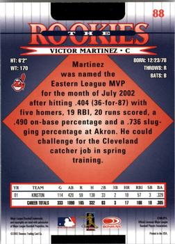 2002 Donruss The Rookies #88 Victor Martinez Back