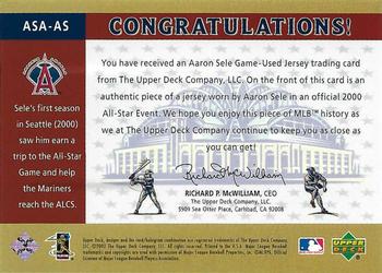 2003 Upper Deck - AL All-Star Swatches #ASA-AS Aaron Sele Back