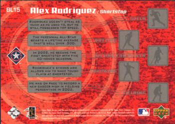 2003 Upper Deck - Big League Breakdown #BL15 Alex Rodriguez Back