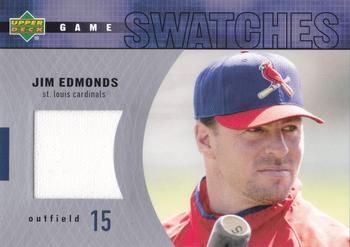 2003 Upper Deck - Game Swatches #RJ-JE Jim Edmonds Front