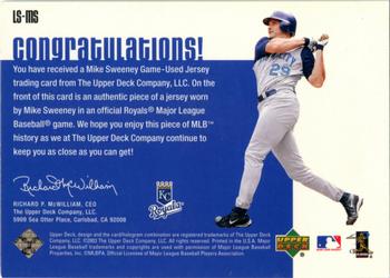 2003 Upper Deck - Leading Swatches #LS-MS Mike Sweeney  Back
