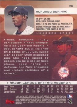 2002 Finest #26 Alfonso Soriano Back
