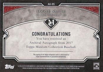 2017 Topps Museum Collection - Archival Autographs Gold #AA-OS Ozzie Smith Back