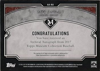 2017 Topps Museum Collection - Archival Autographs Gold #AA-RO Roy Oswalt Back