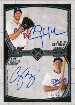 2017 Topps Museum Collection - Dual Autographs #DA-KS Corey Seager / Clayton Kershaw Front