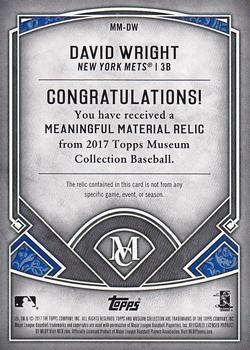 2017 Topps Museum Collection - Meaningful Material Relics #MM-DW David Wright Back
