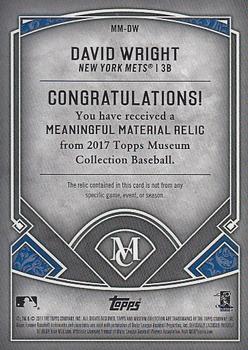 2017 Topps Museum Collection - Meaningful Material Relics Gold #MM-DW David Wright Back