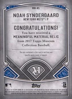 2017 Topps Museum Collection - Meaningful Material Relics Gold #MM-NS Noah Syndergaard Back
