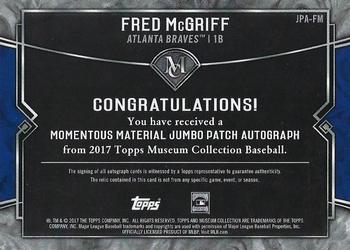 2017 Topps Museum Collection - Momentous Material Jumbo Patch Autographs Gold #JPA-FM Fred McGriff Back